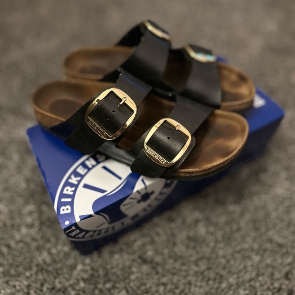 BIRKENSTOCK Arizona Big Buckle Slide Sandals in Black SIZE 7 - 7 1/2 (38) - Picture 2 of 13